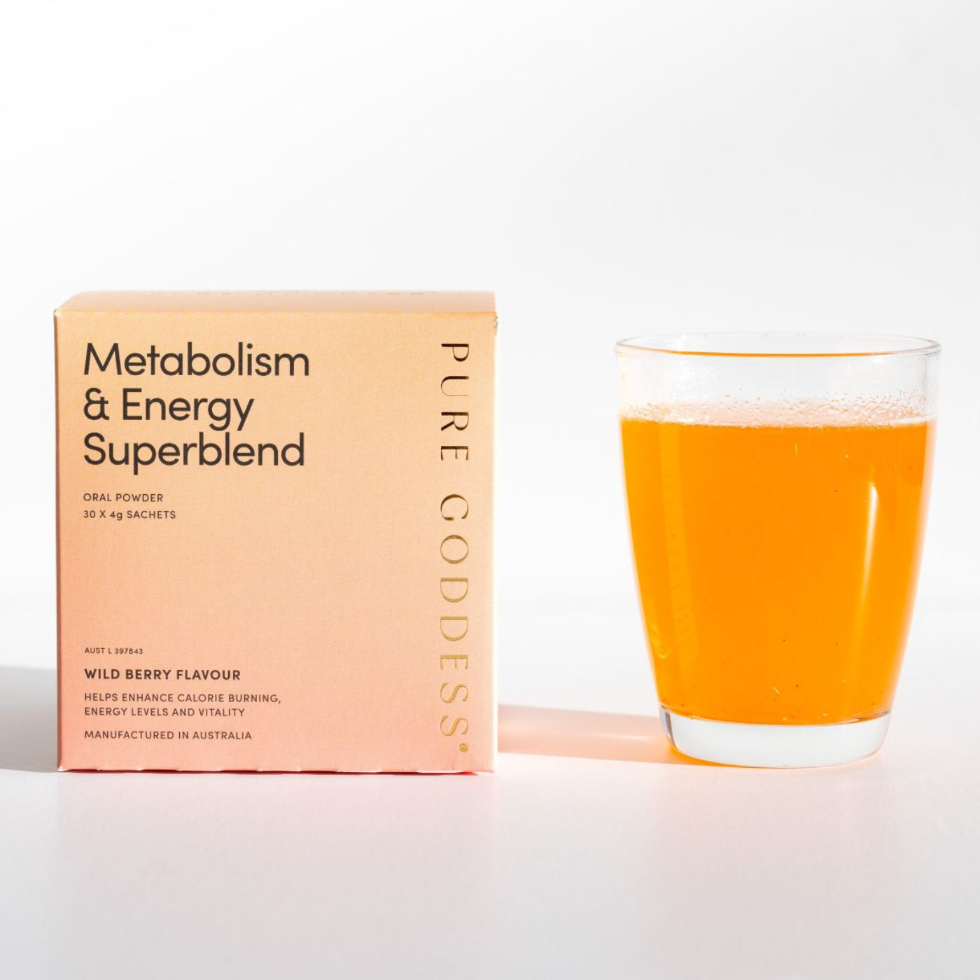 a glass of metabolism and energy superblend to help with weight loss, menopause weight gain and energy levels